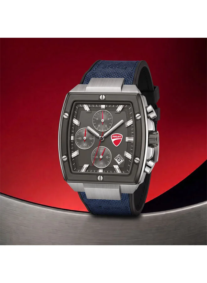Ducati Gunmetal Voyage Gunmetal Dial, Silicone-Nylon Strap, Chronograph Watch for Men, 41mm for Men | Best Price UAE