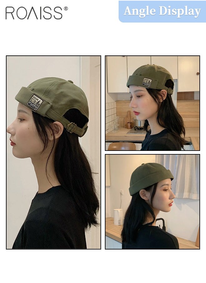 roaiss - 2 Pcs Adult Brimless Hat, Hip Hop Hat Adjustable Doceker Cap Roll Cuff Retro Brimless Soft Beanie Sailor Hat for Men Women - Image 1