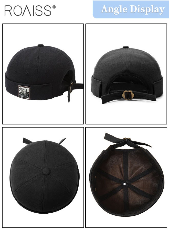 roaiss - 2 Pcs Adult Brimless Hat, Hip Hop Hat Adjustable Doceker Cap Roll Cuff Retro Brimless Soft Beanie Sailor Hat for Men Women - Image 1