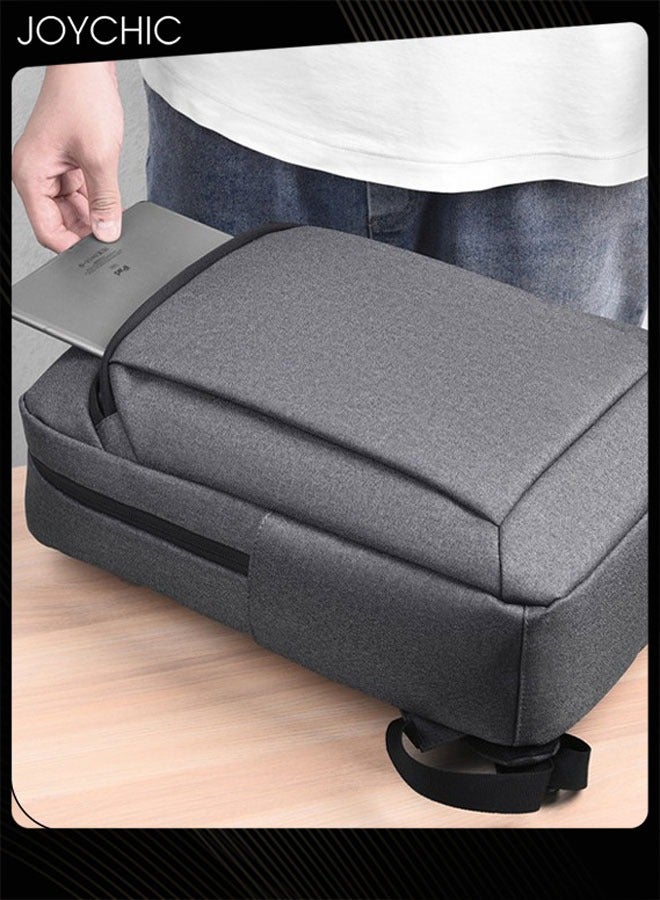 Joychic حقيبة ظهر للكمبيوتر المحمول للسفر والعمل من أكسفورد مقاومة للماء ومضادة للسرقة وحقيبة مدرسية كبيرة السعة مع منفذ شحن USB للرجال للرحلات المدرسية والعمل باللون الرمادي - Image 3