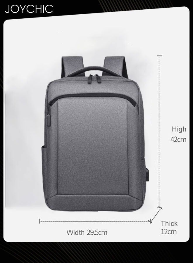 Joychic حقيبة ظهر للكمبيوتر المحمول للسفر والعمل من أكسفورد مقاومة للماء ومضادة للسرقة وحقيبة مدرسية كبيرة السعة مع منفذ شحن USB للرجال للرحلات المدرسية والعمل باللون الرمادي - Image 4