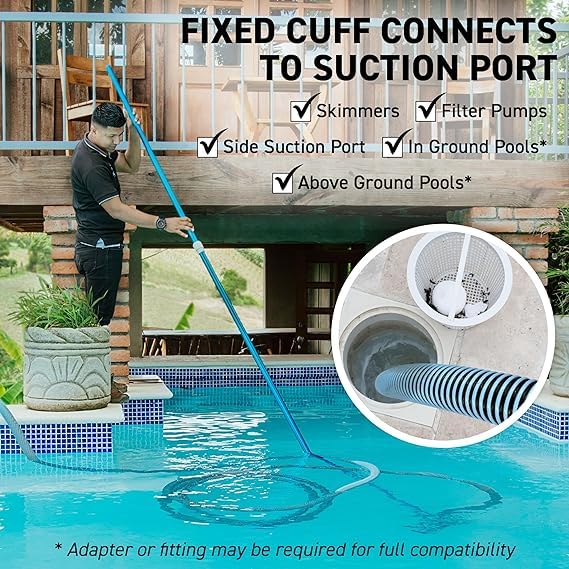 Helix Helix Pool System 15mtrs EVA Swimming Pool Heavy Duty InGround Pool Vacuum Hose with Swivel Cuff Swimming Pool Suction Pipe 50 feet by 112 inch 15 mtrs  - Image 4