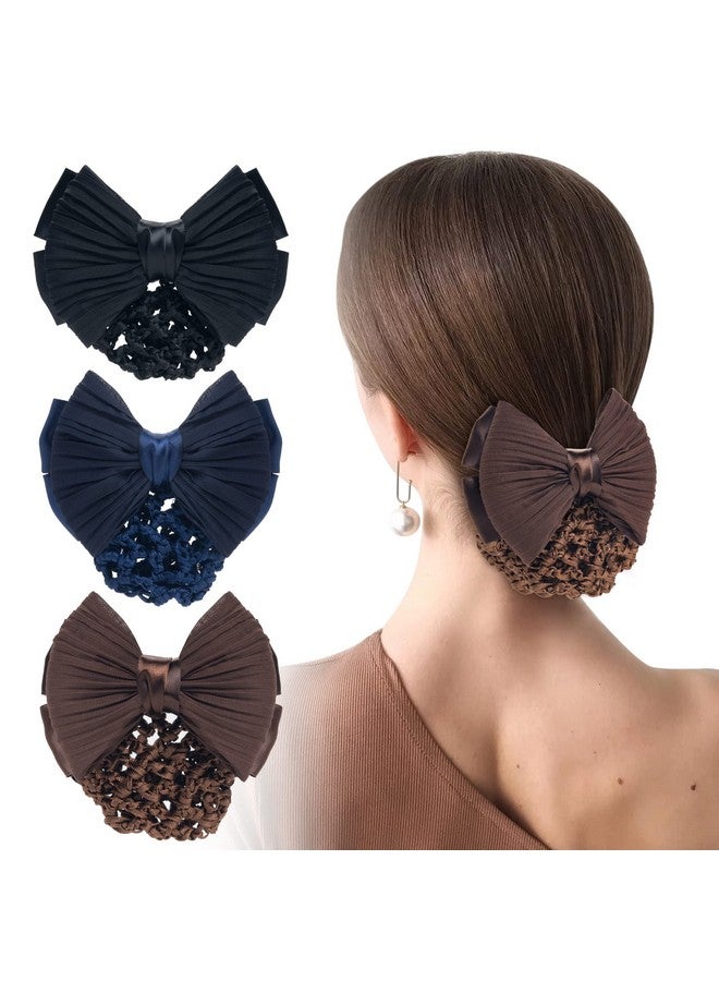 TXIN Set Of 3 Bow Snood Bun Covers Crochet Net Hair Snoods For Women Girls - Image 2