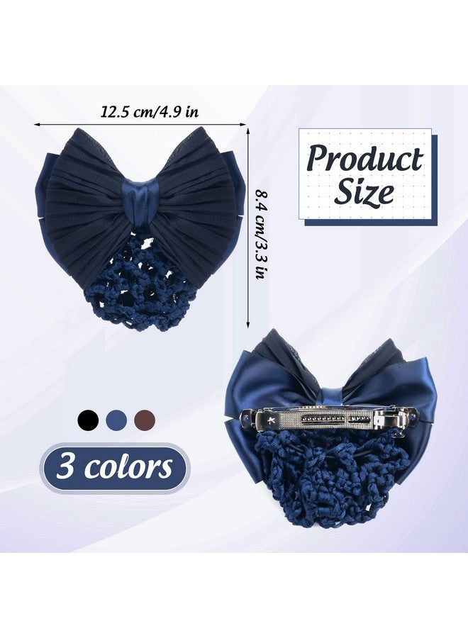 TXIN Set Of 3 Bow Snood Bun Covers Crochet Net Hair Snoods For Women Girls - Image 3