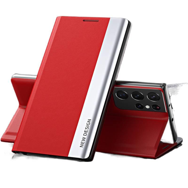 غطاء MagSafe بPlastic لـ Samsung S25 Ultra / Samsung S25 مع حامل قائم ومقاوم لبصمات الأصابع مع مقاوم للصدمات مع مغناطيس قوي مع حماية من السقوط باللون أحمر مغناطيسي بوظيفة حامل من. - Image 1