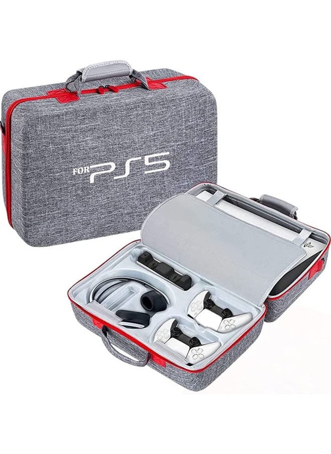 Rock Pow - Carrying Case for PS5 EVA Travel Case Bag Compatible Playstation 5 Console Digital Edition Adjustable Handle Bag for PS5 with Strap Grey - Image 1