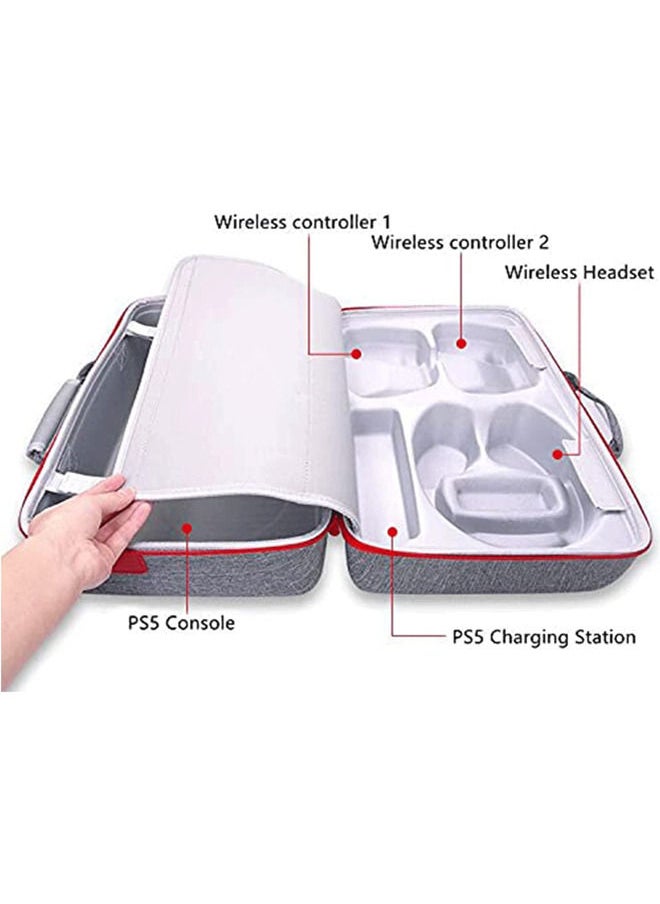 Rock Pow - Carrying Case for PS5 EVA Travel Case Bag Compatible Playstation 5 Console Digital Edition Adjustable Handle Bag for PS5 with Strap Grey - Image 1