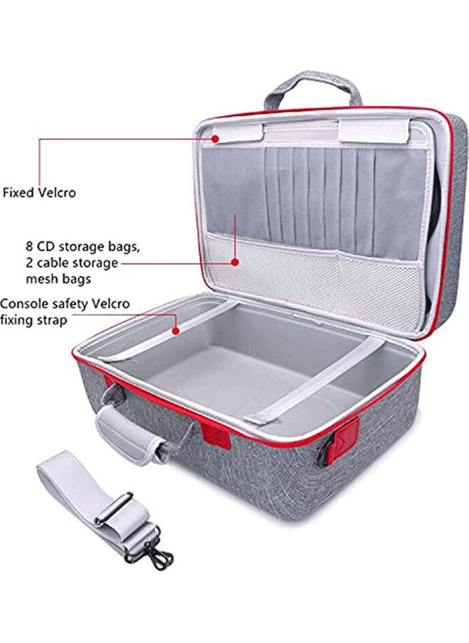 Rock Pow - Carrying Case for PS5 EVA Travel Case Bag Compatible Playstation 5 Console Digital Edition Adjustable Handle Bag for PS5 with Strap Grey - Image 1