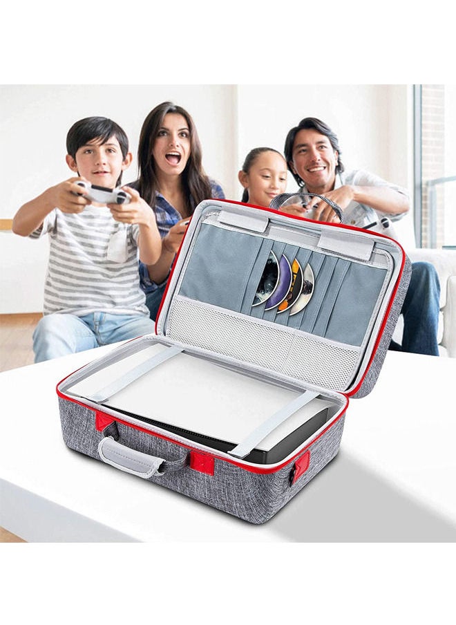 Rock Pow - Carrying Case for PS5 EVA Travel Case Bag Compatible Playstation 5 Console Digital Edition Adjustable Handle Bag for PS5 with Strap Grey - Image 1