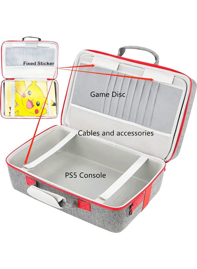 Rock Pow - Carrying Case for PS5 EVA Travel Case Bag Compatible Playstation 5 Console Digital Edition Adjustable Handle Bag for PS5 with Strap Grey - Image 1