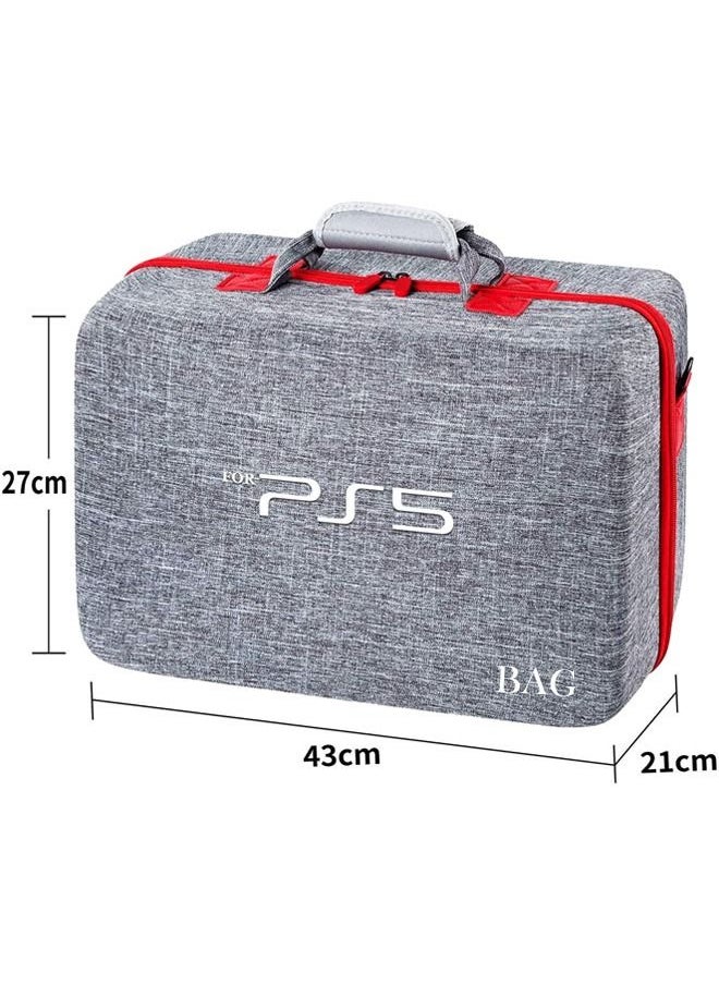 Rock Pow - Carrying Case for PS5 EVA Travel Case Bag Compatible Playstation 5 Console Digital Edition Adjustable Handle Bag for PS5 with Strap Grey - Image 1