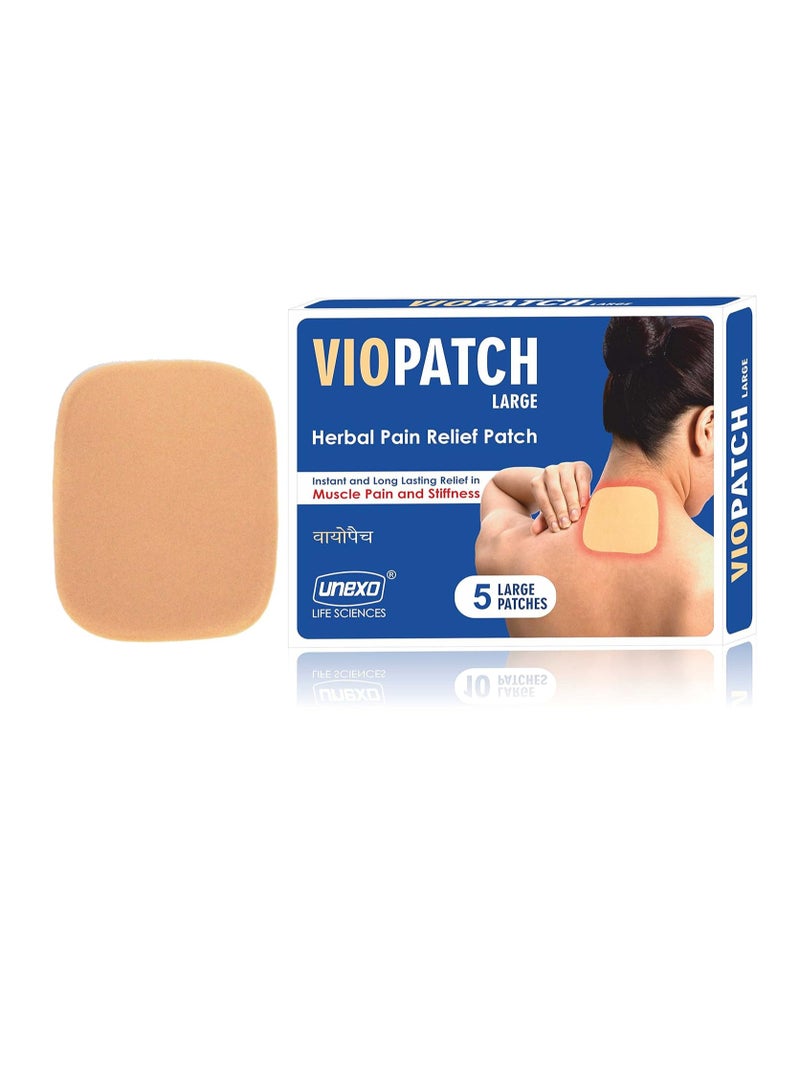 Viopatch Herbal Pain Relief Patch Large Pack of 5 Large Patches Instant Relief from Muscular Pain & Joint Pain Natural Pain Relief Patches No - Image 1