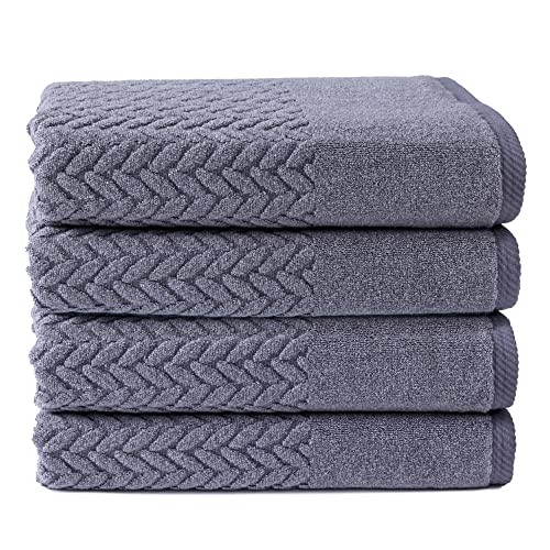 TexereSilk Texere 100% Organic Cotton Jacquard 650 GSM Premium Bath Towel Sets - Extra Absorbent Quick Dry and Plush (Cable, Excalibur, 4 Bath Towels) - Image 1