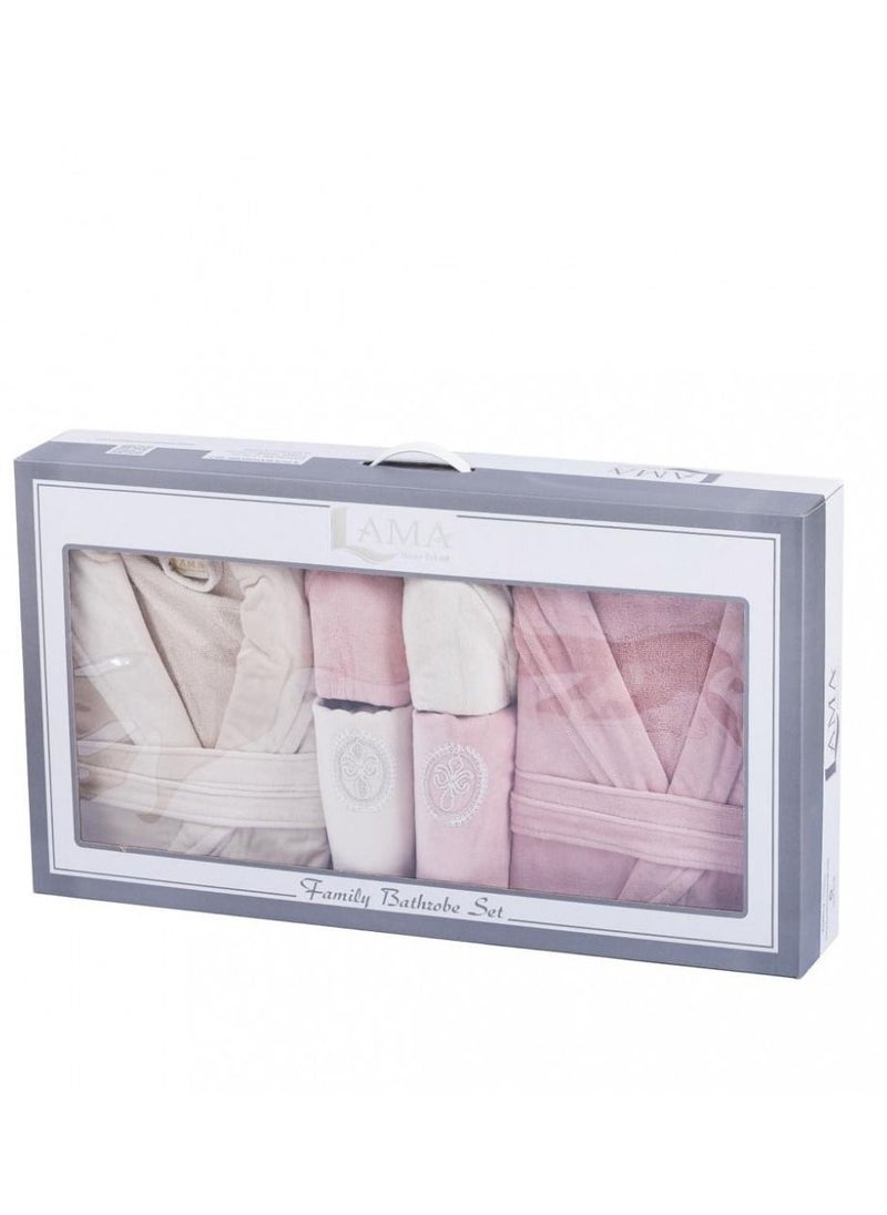 LAMA Home Tekstil - Set Bath Robe Beige and Pink Double - Image 1