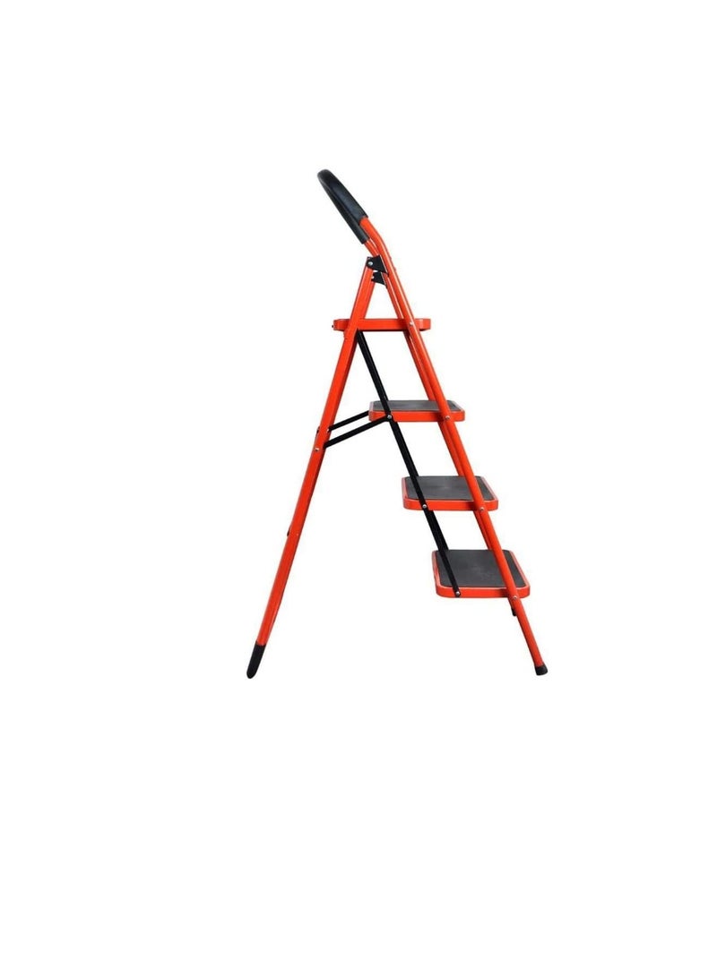 Showay 4 Step Ladder Folding Wide Step Steel Ladder 150kg Capacity, Multi Purpose Portable Step Stool for Home,Kitchen, Garden, Office, WarehouseRed, 4step ladder - Image 2