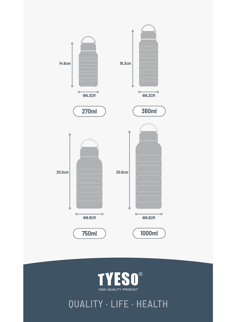 TYESO Insulated Stainless Steel Water Bottle With Spout Lid and Handle for Sports, Travel, and School，Insulated Water Bottle Keep Cold 24H, Leak-Proof - Image 3