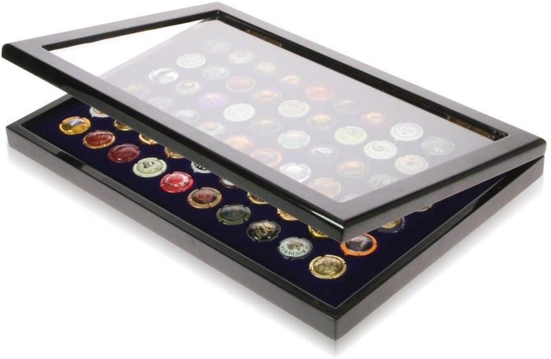 SAFE Champagne Cap Top Display Case in Black Lacquer Wood
