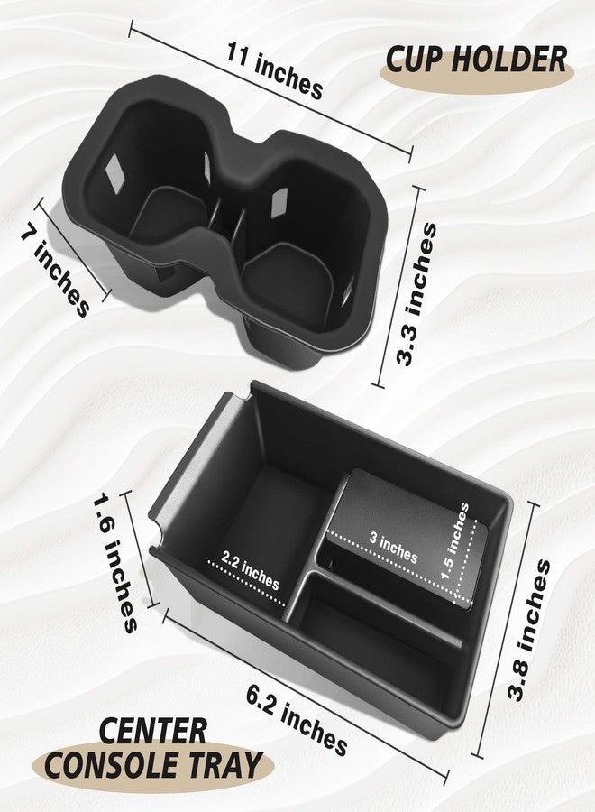 Muslogy Center Console Organizer & Cup Holder Insert 2PCS Set Compatible with 2025 Nissan Kicks Accessories Armrest Box Divider Storage Tray and Drink Stopper Non-Slip (Console Tray & CupHolder) - Image 2