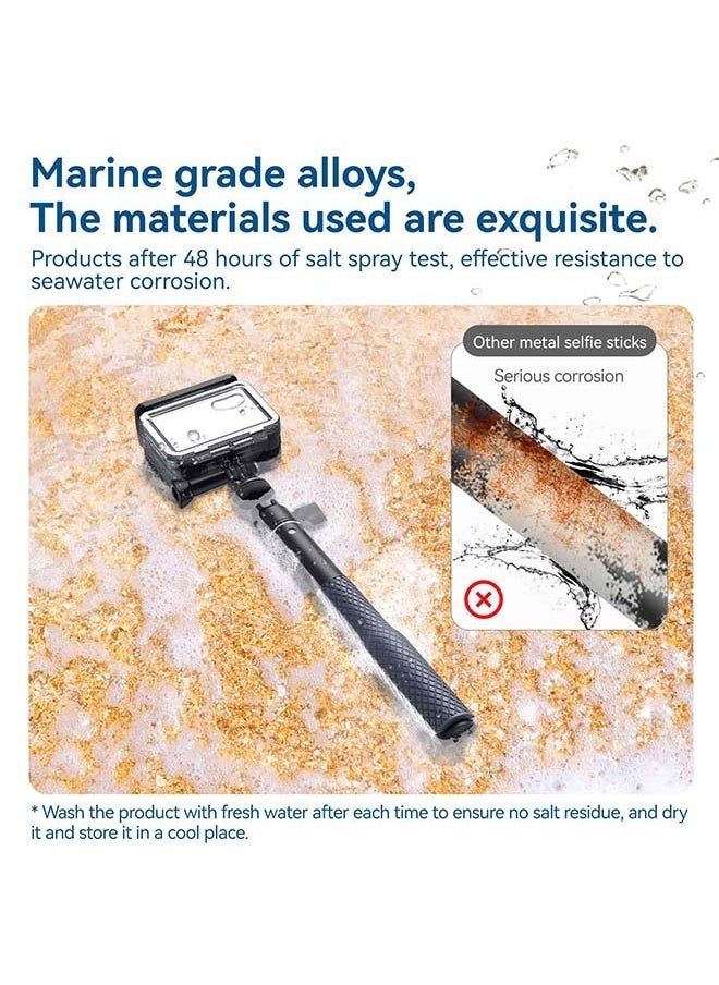 TELESIN TELESIN 360° Waterproof Selfie Stick 25.75" w Hand Strap Underwater Dive Diving Extension Stick Pole Monopod for GoPro Max 12 11 10 9 8 7 Insta360 X3 GO3 Ace Pro DJI Action 4 Osmo Pocket 3 Accessories  - Image 2