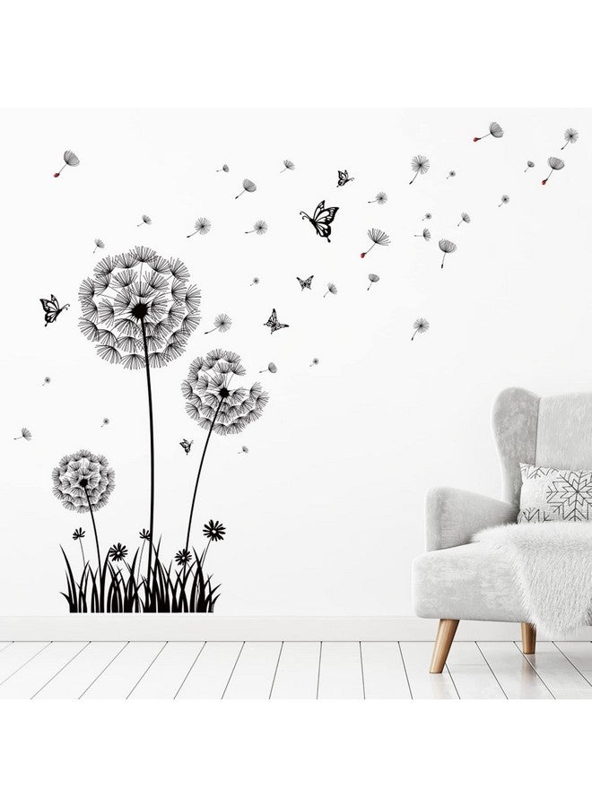 BASHOM BS-105 Dandelion Wall Decals Black Flower Flying Butterflies Stickers for Living Room Bedroom Nursery Bathroom Home Decor Art Decoration - Image 3