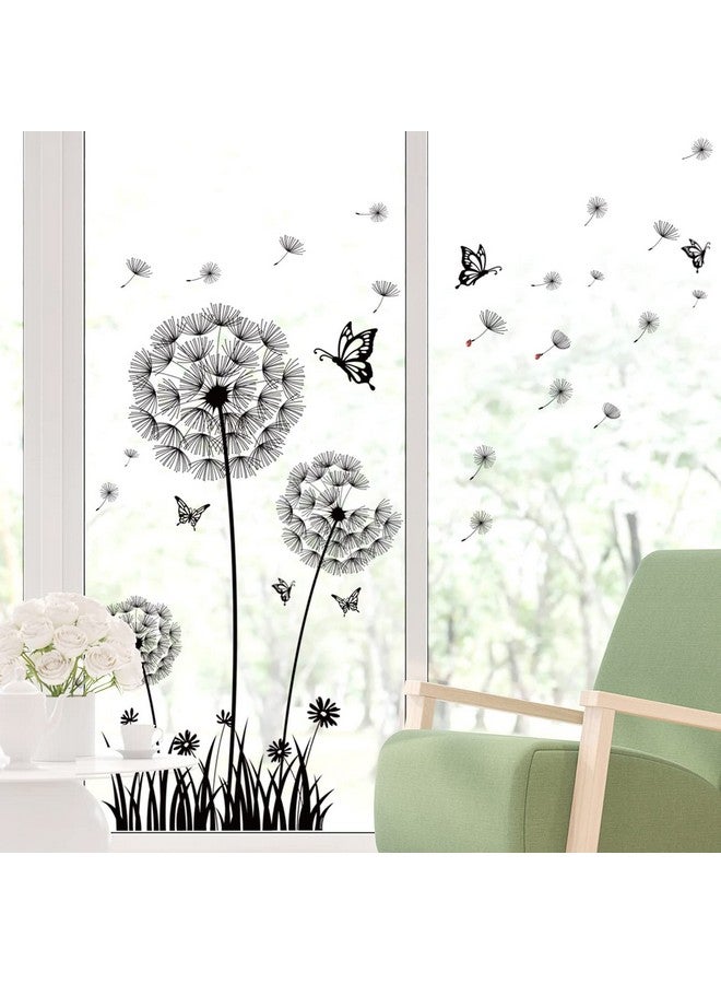 BASHOM BS-105 Dandelion Wall Decals Black Flower Flying Butterflies Stickers for Living Room Bedroom Nursery Bathroom Home Decor Art Decoration - Image 2