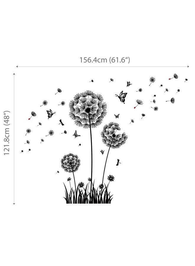 BASHOM BS-105 Dandelion Wall Decals Black Flower Flying Butterflies Stickers for Living Room Bedroom Nursery Bathroom Home Decor Art Decoration - Image 4