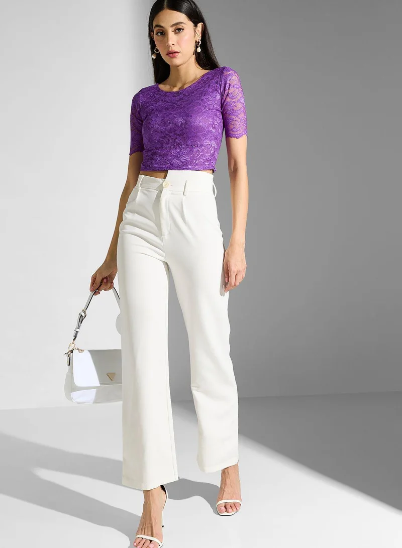 Golden Apple Crew Neck Crop Top