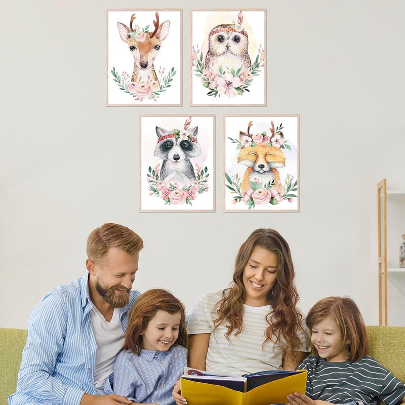 Insire Woodland Nursery Pictures - Set of 4 (8x10) Woodland Wall Art - Image 3