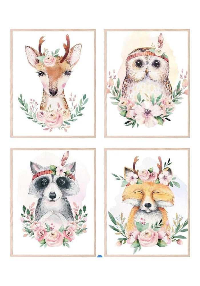 Insire Woodland Nursery Pictures - Set of 4 (8x10) Woodland Wall Art - Image 1