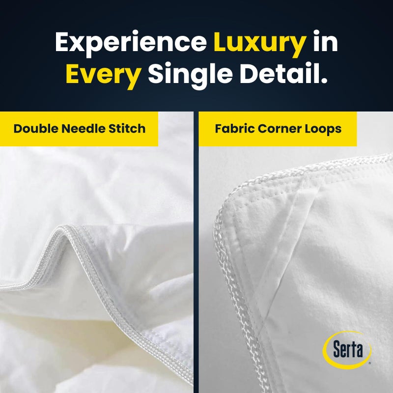 Serta Goose Feathers Down Fiber Comforter Queen Size Duvet Insert,100% Cotton,Hotel Luxury Hypoallergenic Comforter 58oz All Season Medium Warmth 90 x 90 in White - Image 4