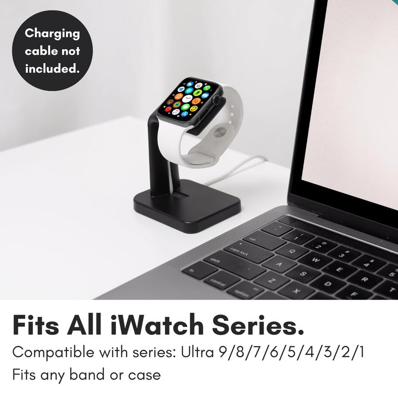 Macally Apple Watch Charger Stand for Series Ultra, 10, 9, 8, 7, 6, 5, 4, 3, 2, 1, SE (44mm, 42mm, 40mm, 38mm) - Sleek iWatch Apple Watch Stand Dock - The Perfect Apple Watch Charging Station - Black - Image 2