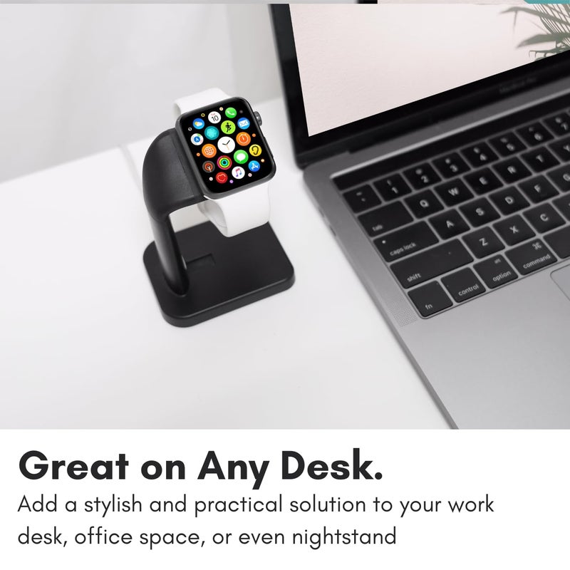 Macally Apple Watch Charger Stand for Series Ultra, 10, 9, 8, 7, 6, 5, 4, 3, 2, 1, SE (44mm, 42mm, 40mm, 38mm) - Sleek iWatch Apple Watch Stand Dock - The Perfect Apple Watch Charging Station - Black - Image 5