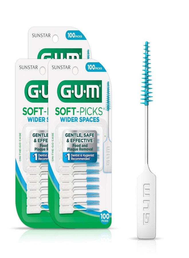 جم أعواد تنظيف الأسنان GUM Soft-Picks ذات المساحة الواسعة، سهلة الاستخدام لتنظيف الأسنان وصحة اللثة، مع علبة حمل مريحة، أعواد تنظيف الأسنان الموصى بها من قبل أطباء الأسنان، 100 قطعة (عبوة من 3) - Image 1