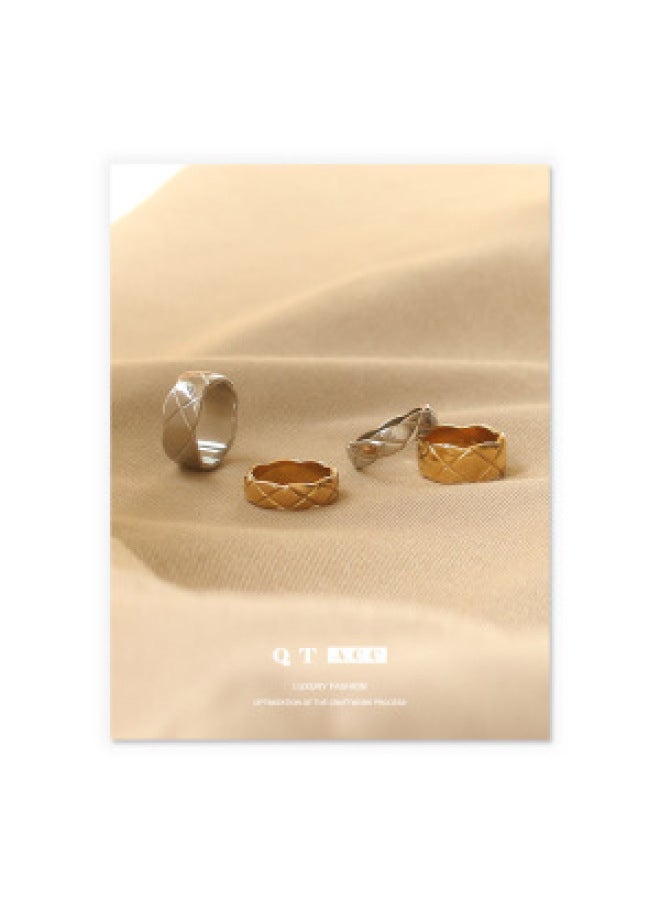 Diamond-shaped Ring Brass Plated 18k Real Gold European And American Niche Simple Elegant Precious Metal Texture Ring Hand elry For Women