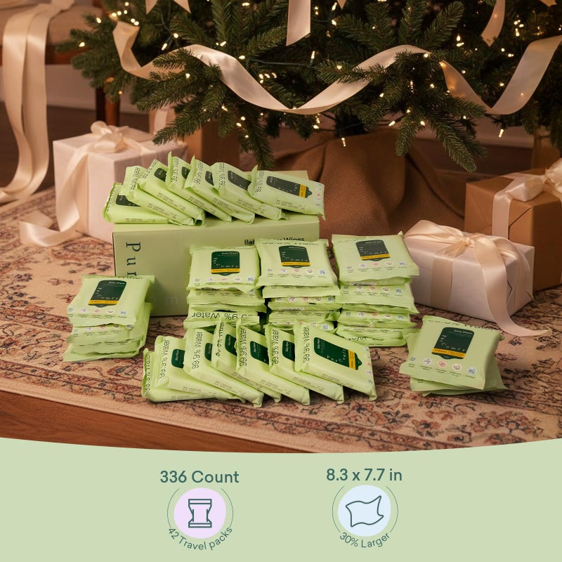 Purcomfy Baby Wipes Unscented  42 Travel Pack 99.9% Water Wipes With Plant Based  Hypoallergenic For Sensitive Newborn Skin  Total 336 Count Wet Wipes - Image 2