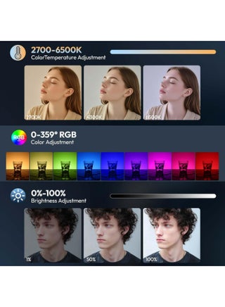 مصباح فيديو LED من نوع يولانزي LM-P40 RGB، بقوة 40 واط ودرجة حرارة لونية من 2700 إلى 6500 كلفن، مصباح كاميرا محمول، بطارية قابلة للشحن بسعة 5000 مللي أمبير، 20 وضع إضاءة، إضاءة استوديو صغيرة مثالية لليوتيوب، والتدوين المرئي، والبث المباشر، والتصوير الفوتوغرافي - view 2