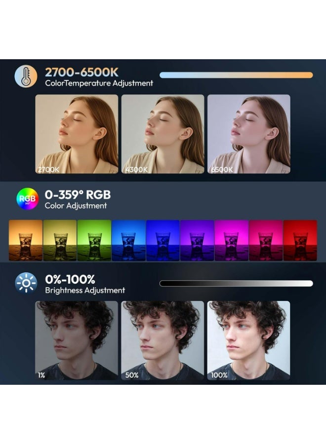 يولانزي مصباح فيديو LED من نوع يولانزي LM-P40 RGB، بقوة 40 واط ودرجة حرارة لونية من 2700 إلى 6500 كلفن، مصباح كاميرا محمول، بطارية قابلة للشحن بسعة 5000 مللي أمبير، 20 وضع إضاءة، إضاءة استوديو صغيرة مثالية لليوتيوب، والتدوين المرئي، والبث المباشر، والتصوير الفوتوغرافي - Image 2
