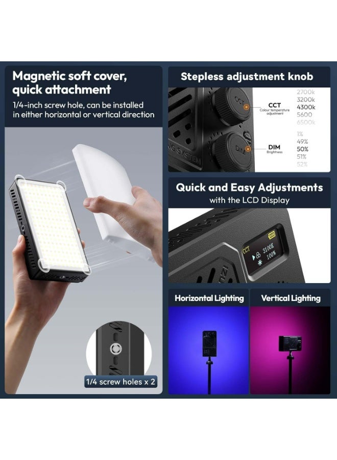 يولانزي مصباح فيديو LED من نوع يولانزي LM-P40 RGB، بقوة 40 واط ودرجة حرارة لونية من 2700 إلى 6500 كلفن، مصباح كاميرا محمول، بطارية قابلة للشحن بسعة 5000 مللي أمبير، 20 وضع إضاءة، إضاءة استوديو صغيرة مثالية لليوتيوب، والتدوين المرئي، والبث المباشر، والتصوير الفوتوغرافي - Image 4