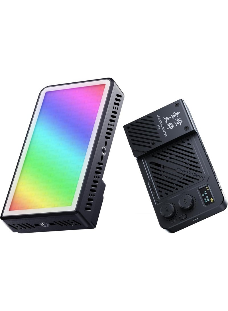يولانزي مصباح فيديو LED من نوع يولانزي LM-P40 RGB، بقوة 40 واط ودرجة حرارة لونية من 2700 إلى 6500 كلفن، مصباح كاميرا محمول، بطارية قابلة للشحن بسعة 5000 مللي أمبير، 20 وضع إضاءة، إضاءة استوديو صغيرة مثالية لليوتيوب، والتدوين المرئي، والبث المباشر، والتصوير الفوتوغرافي - Image 1
