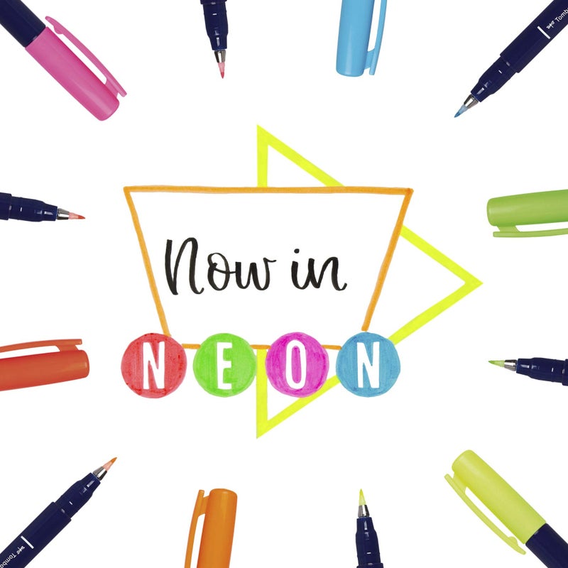 Tombow 56437 Fudenosuke Neon Brush Pen, 6-Pack. Hard Tip Fudenosuke Brush Pens in Assorted Neon Colors for Calligraphy and Art Drawings - Image 5