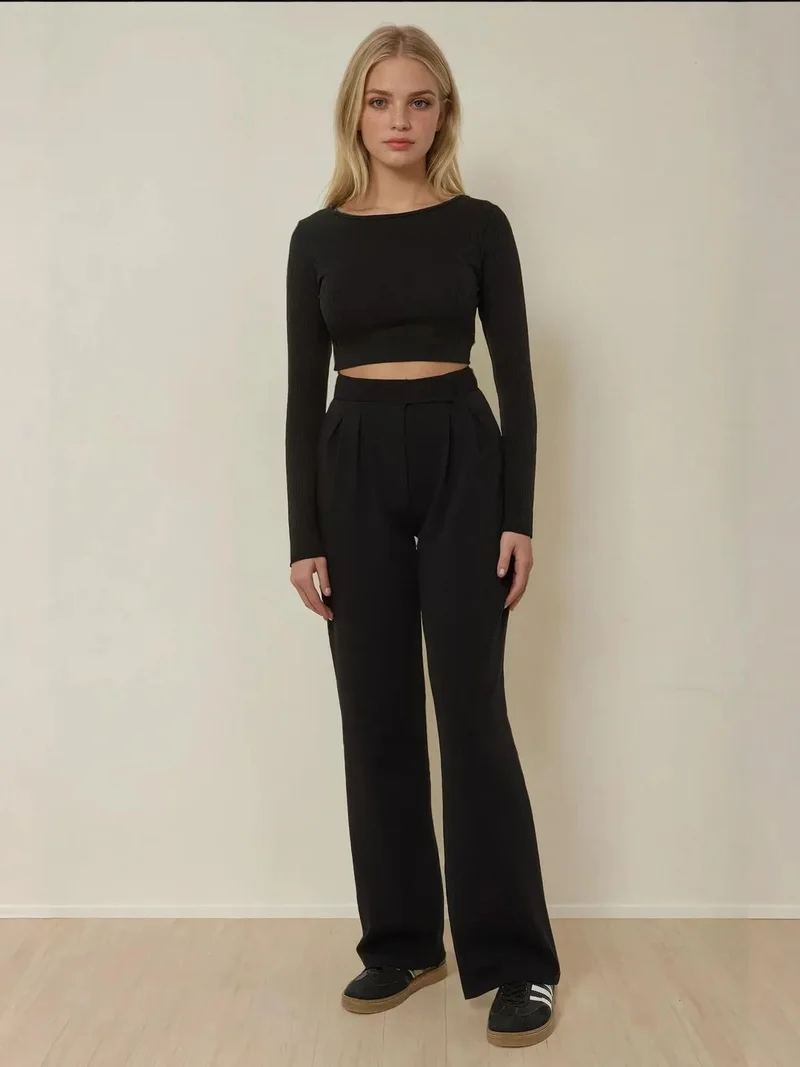 هيكاب بنطلون واسع مطوي بخصر فيلكرو