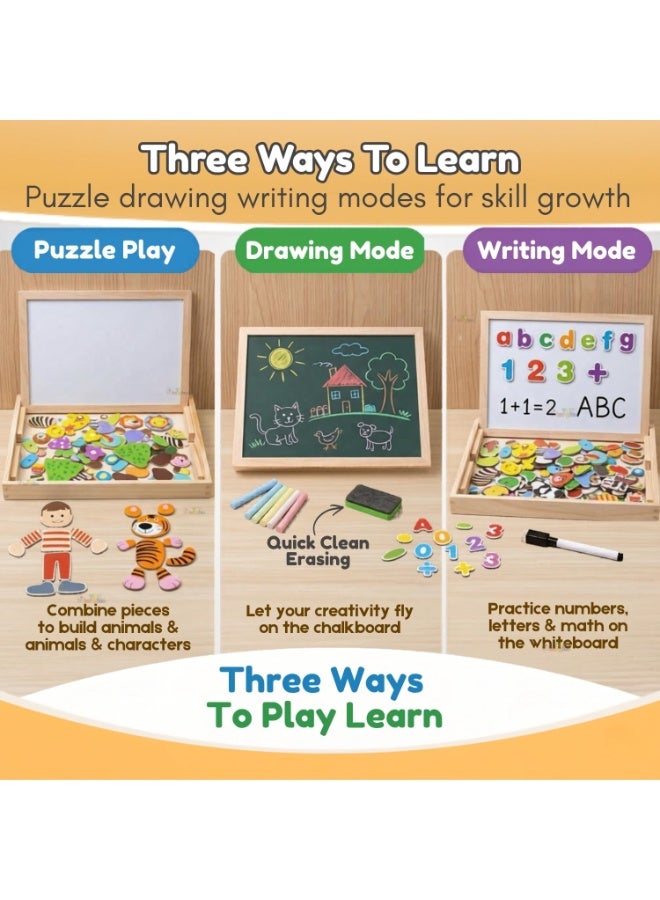 Toy Imagine Wooden Magnetic Chalkboard – Double-Sided Educational Learning Board with Chalk, Marker & Duster – Small Green & White Writing Board for Kids (3+ Years) - Image 4