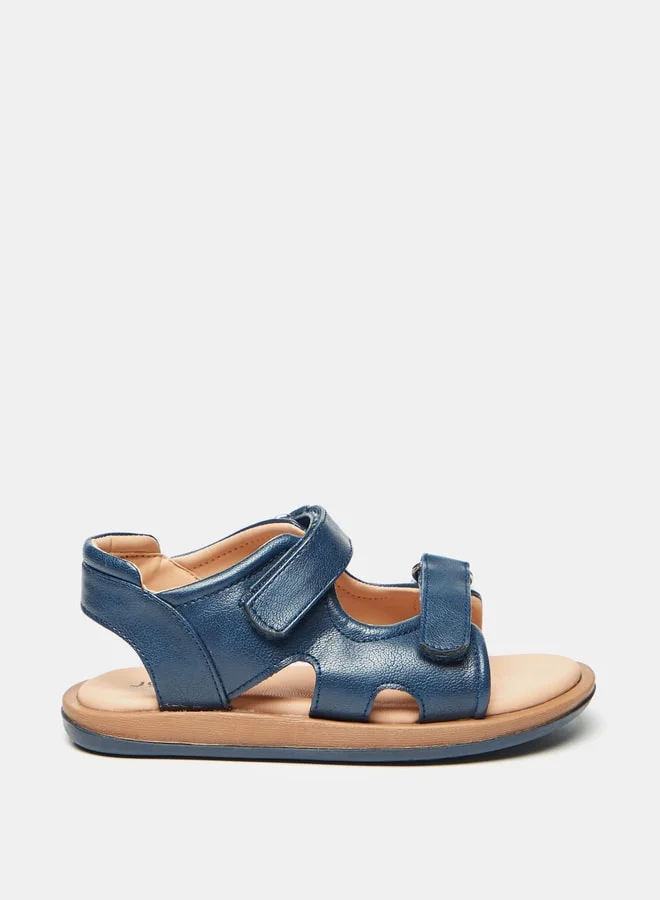 جونيورز Boys Solid Back Strap Sandals With Hook And Loop Closure
