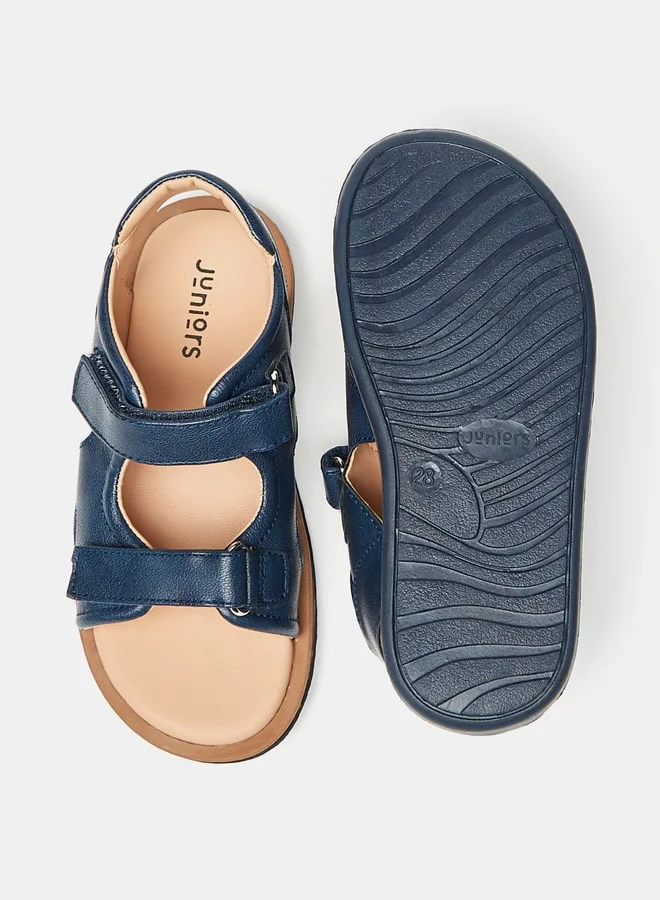 جونيورز Boys Solid Back Strap Sandals With Hook And Loop Closure