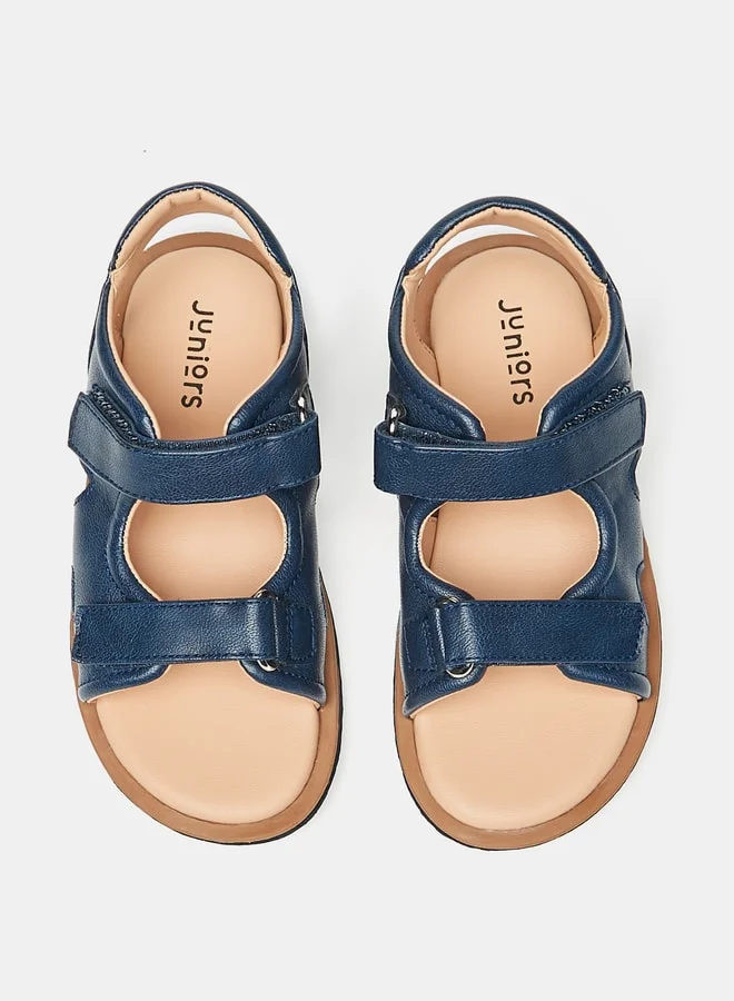 جونيورز Boys Solid Back Strap Sandals With Hook And Loop Closure