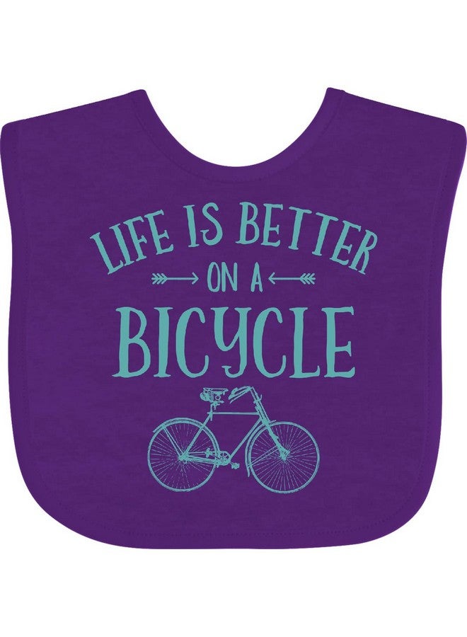 inktastic Life's Better on a Bicycle Baby Bib Purple 28fdd - Image 1