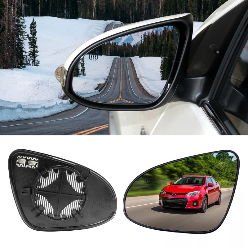 Moonlinks Left Driver Side Heated Mirror Glass Compatible with 2014 2015 2016 2017 2018 2019 Toyota Corolla Exterior Mirror Glass Replacement 6810202420 Left Side