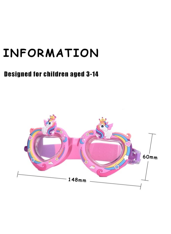 YouYou - 3-Piece Set of Children's Cartoon Silicone Anime Swimming Glasses Swimming Pool Girls Swimming Training Diving Equipment (Multicolor) - Image 1