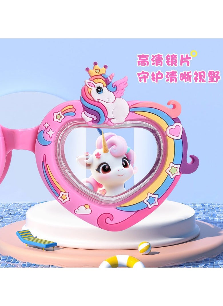 YouYou - 3-Piece Set of Children's Cartoon Silicone Anime Swimming Glasses Swimming Pool Girls Swimming Training Diving Equipment (Multicolor) - Image 1
