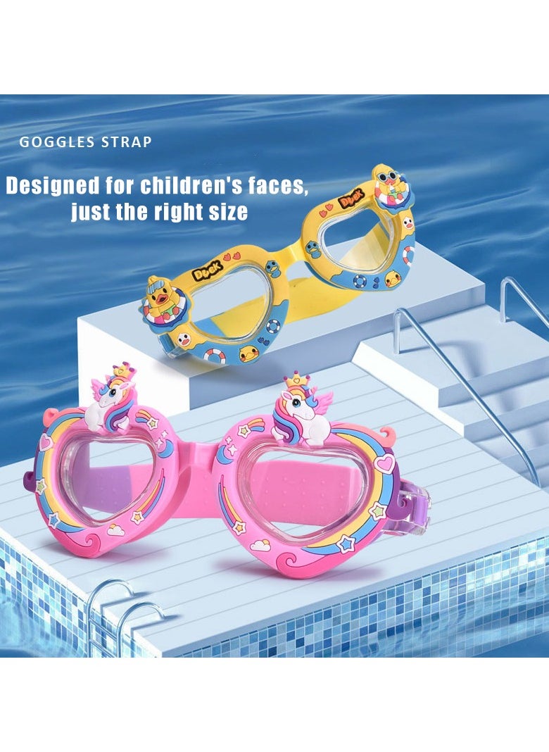 YouYou - 3-Piece Set of Children's Cartoon Silicone Anime Swimming Glasses Swimming Pool Girls Swimming Training Diving Equipment (Multicolor) - Image 1